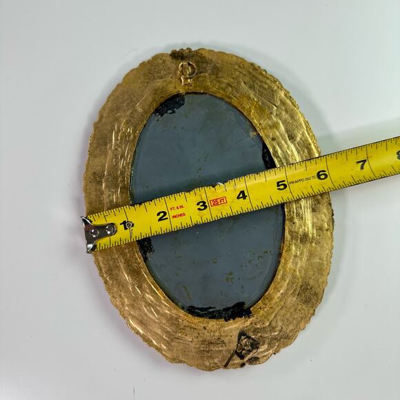 Vintage Goldtone Gold Mirror Greek Soldier Guilded Metal Frame Wall Hanging - Picture 7 of 7